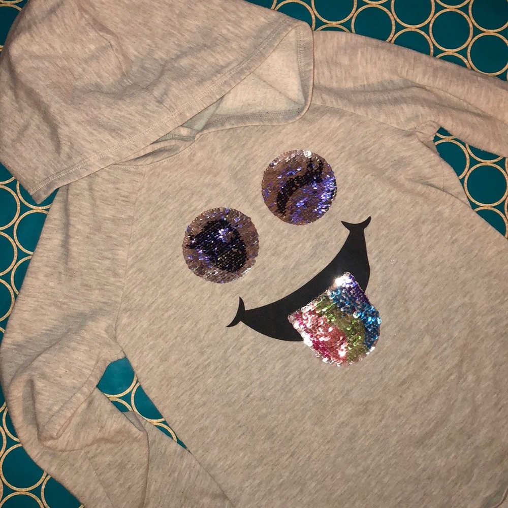 Grey 2 way sequins hoodie